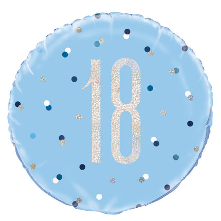 Helium Ballon 18 Jaar Blauw 45cm leeg