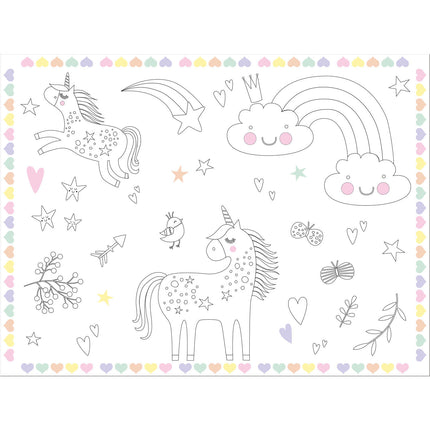 Unicorn Placemats Rainbows Kleurplaat 6st