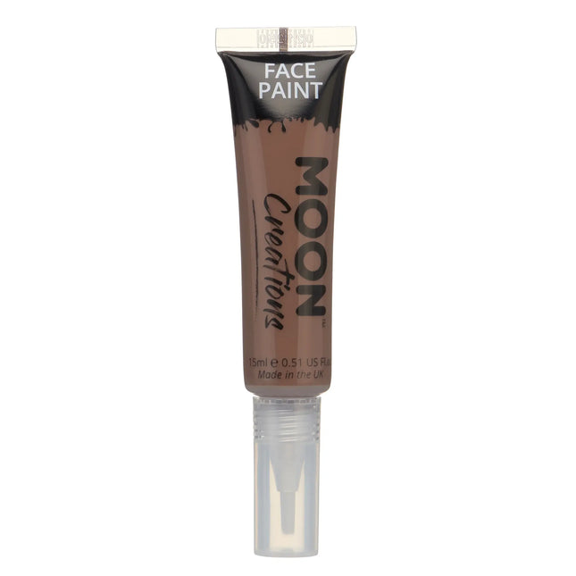 Moon Creations Face Paint met kwast Applicator Brown 15ml