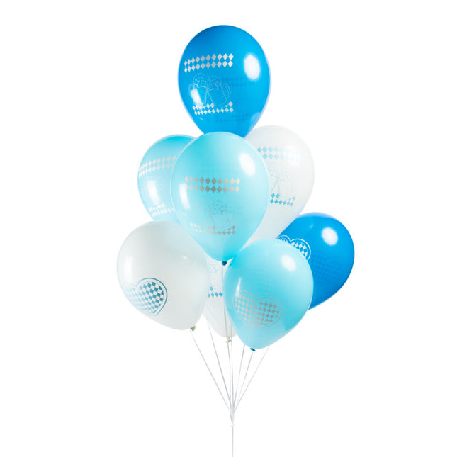 Oktoberfest Ballonnen Blauw Wit 30cm 8st