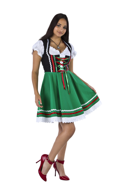 Dirndl 2-dlg., zwart/groen, Carmenblouse