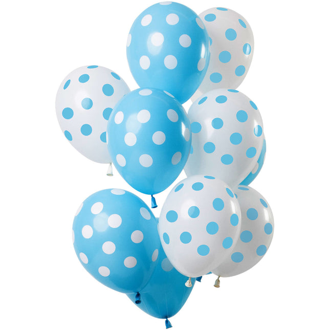 Blauwe Ballonnen Stippen 30cm 12st