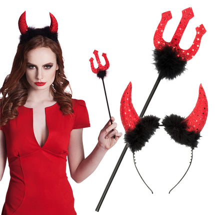 Halloween Duivel Set Rood Zwart 2 delig