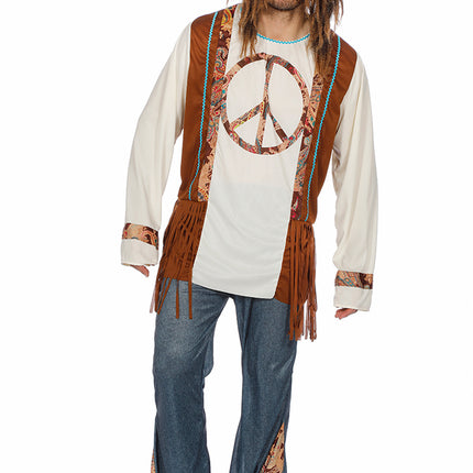 Hippie Kostuum Peace Bruin