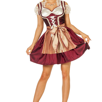 Bordeaux Rode Dirndl Jurk Oktoberfest Dames