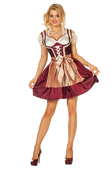 Bordeaux Rode Dirndl Jurk Oktoberfest Dames