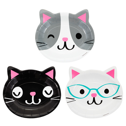 Gekleurde Party Cats Borden 23cm 8st