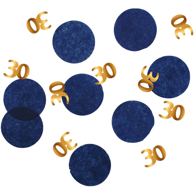 Tafelconfetti 30 Jaar Blauw 2,4cm 25gr