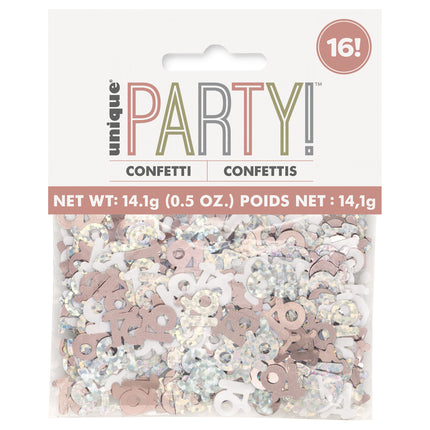 16 Jaar Confetti Zak Rose Goud 14gr