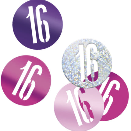 Tafelconfetti 16 Jaar Roze 14gr