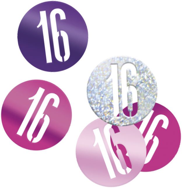 Tafelconfetti 16 Jaar Roze 14gr