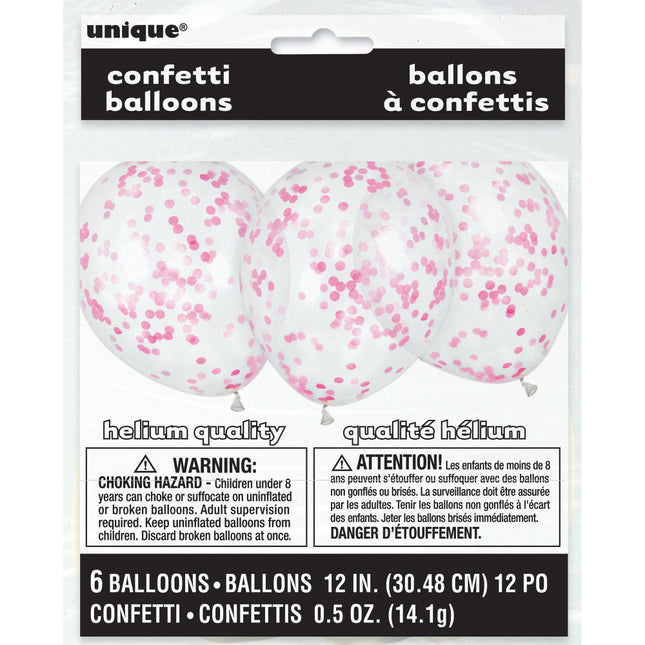 Confetti Ballonnen Roze 40cm 6st