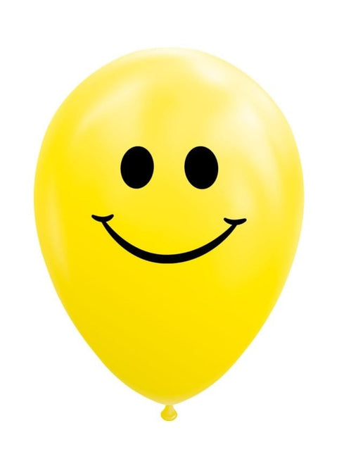 Gele Ballonnen Smiley 30,5cm 8st