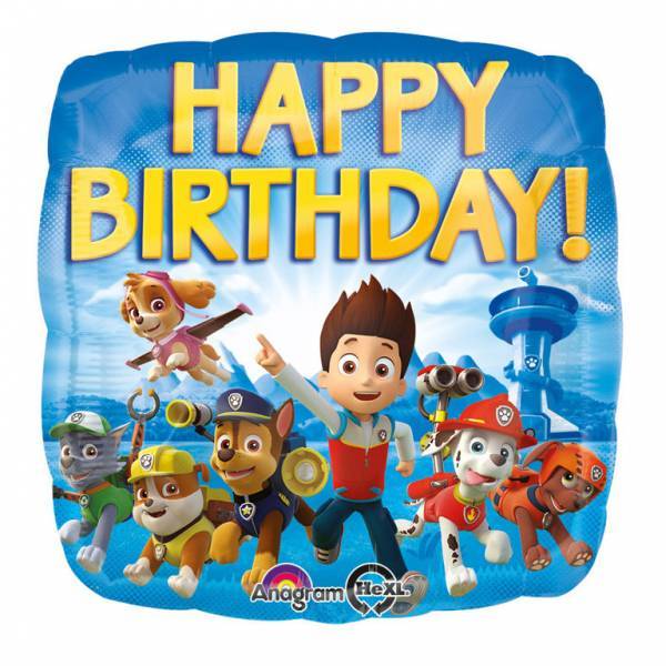 Paw Patrol Helium Ballon Happy Birthday 45cm leeg