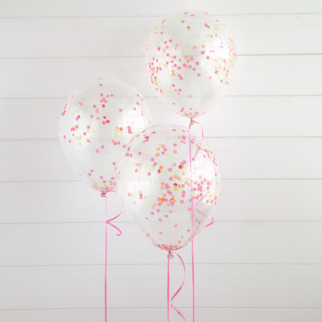 Confetti Ballonnen Neon Gekleurd 30cm 6st