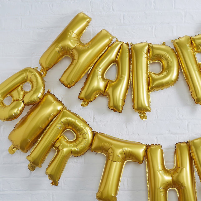 Gouden Happy Birthday Ballonnen Set 35cm