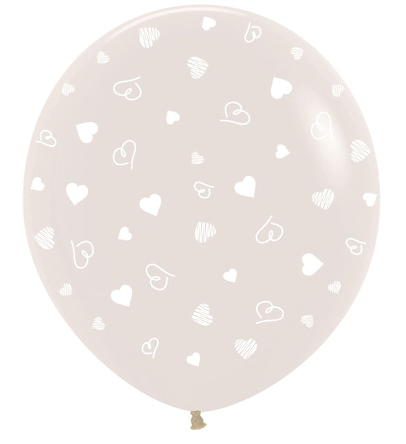 Ballonnen Hearts Clear 91cm 2st