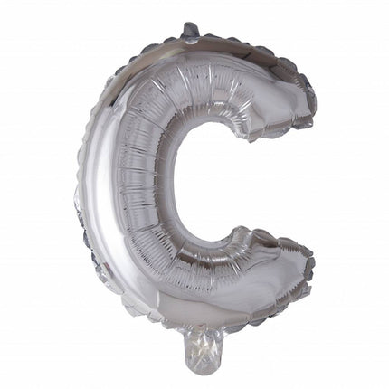 Folie Ballon Letter C Zilver XL 102cm leeg