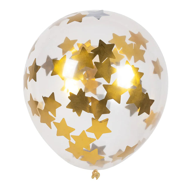 Ster Confetti Ballonnen Goud 30cm 5st