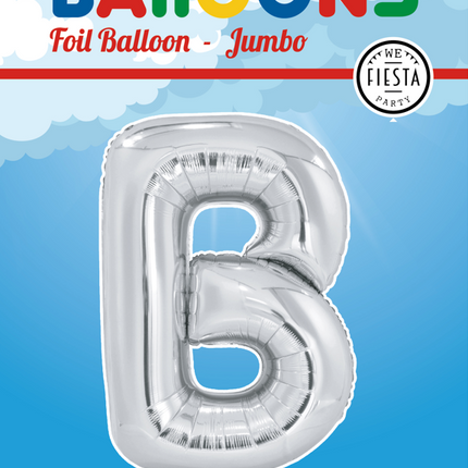 Folie Ballon Letter B Zilver XL 102cm leeg