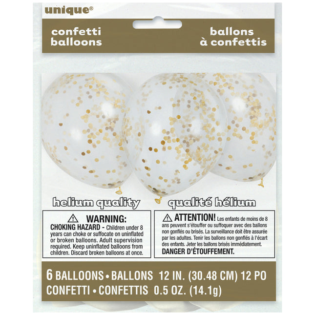 Confetti Ballonnen Goud 30,5cm 6st