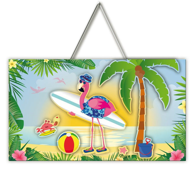 Hawaii Deurbord Flamingo 47cm