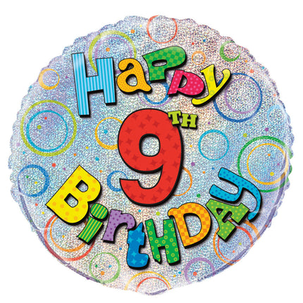 Helium Ballon 9 Jaar Glitters 45cm leeg