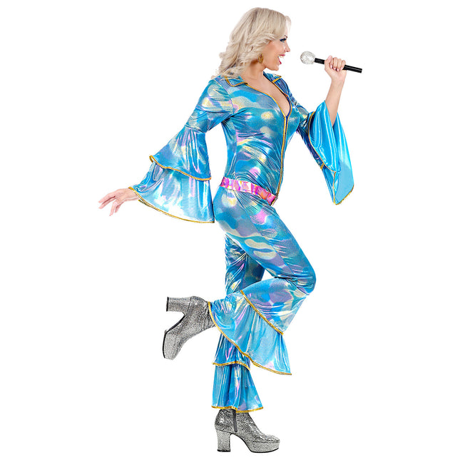 Disco 70S Jumpsuit Blauw Dames