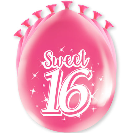 Sweet 16 Ballonnen 16 Jaar Roze 30cm 8st