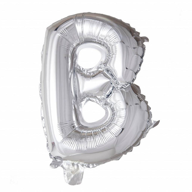 Folie Ballon Letter B Zilver XL 102cm leeg