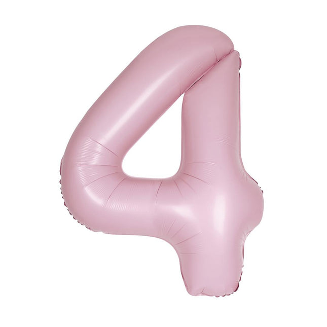 Roze Cijfer Ballon 4 Jaar Matte 86cm