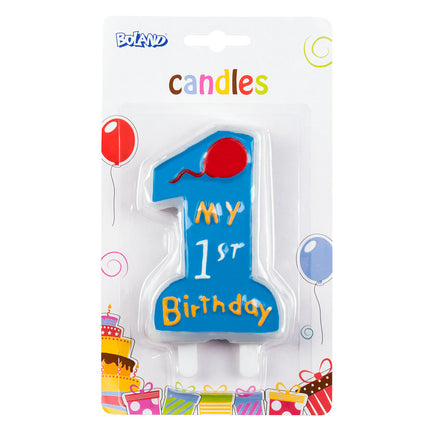 Blauw Kaars 1 Jaar My 1St Birthday 8cm