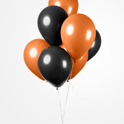 Ballonnen Zwart/Oranje 30,5cm 10st