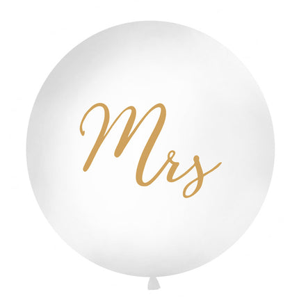 Witte Ballon Mrs Goud 1m