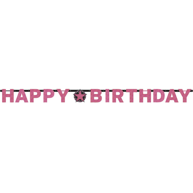 Verjaardag Letterslinger Happy Birthday Roze 2,13m