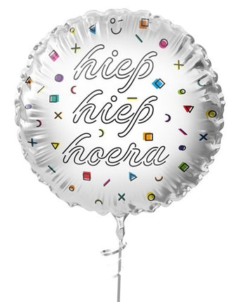 Hiep Hiep Hoera Helium Ballon Wit Leeg 45cm