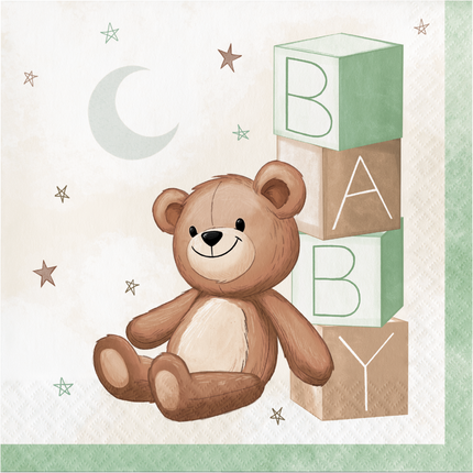 Servetten Teddy Beer Baby 33cm 16st