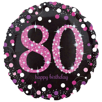 Helium Ballon 80 Jaar Roze 43cm leeg