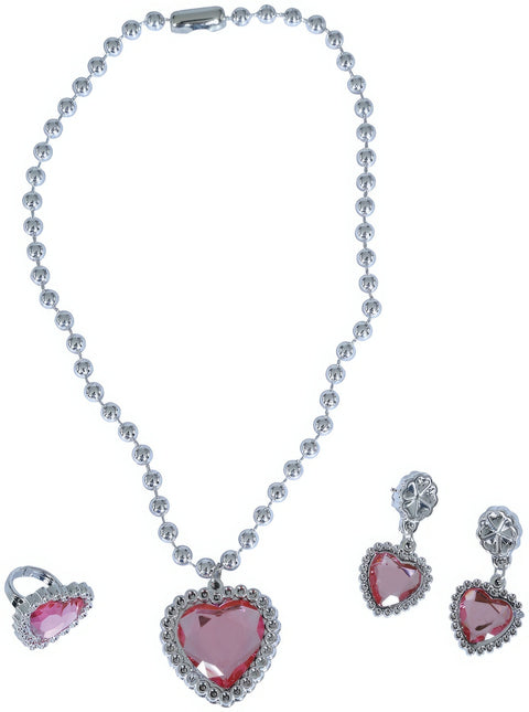 Sieraden Set Zilver Hart Roze