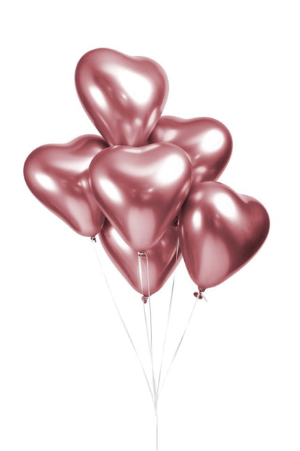 Hartjes Ballonnen Roze 30cm 6st