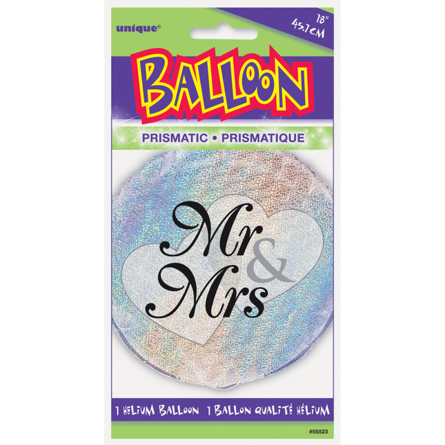 Helium Ballon Mr. & Mrs. 45cm leeg