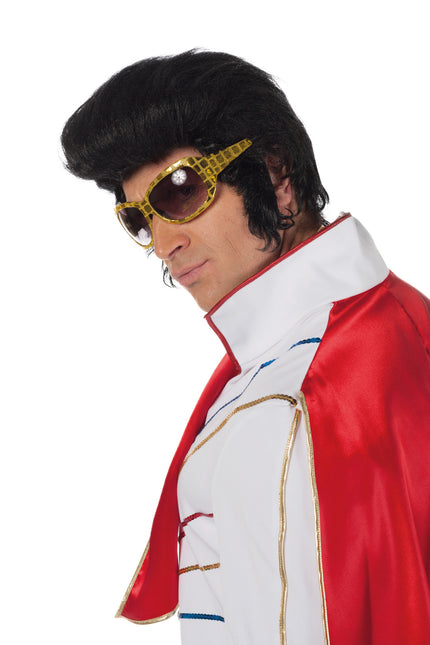 Zwarte Pruik Elvis