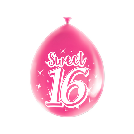 Sweet 16 Ballonnen 16 Jaar Roze 30cm 8st