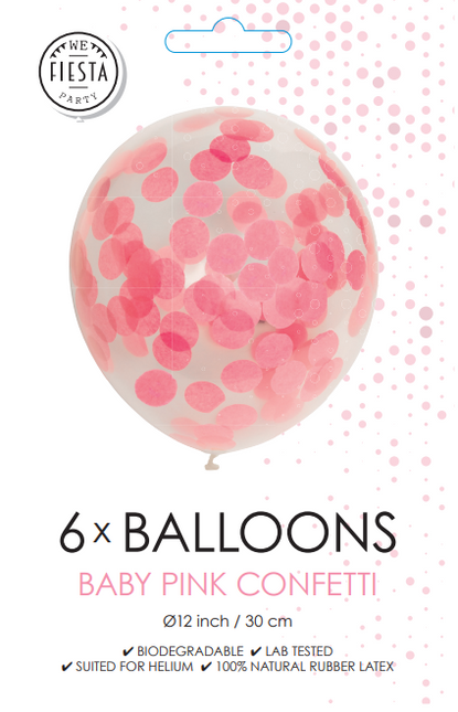 Confetti Ballonnen Lichtroze 30cm 6st