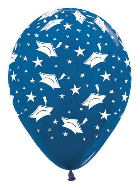 Ballonnen Graduation Hats Metallic Blue 30cm 25st