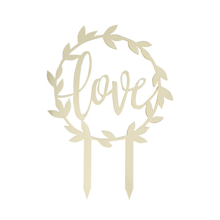 Gouden Taarttopper Love 20cm