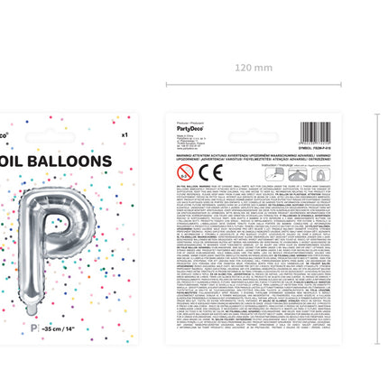 Folie Ballon Letter P Zilver Leeg 35cm