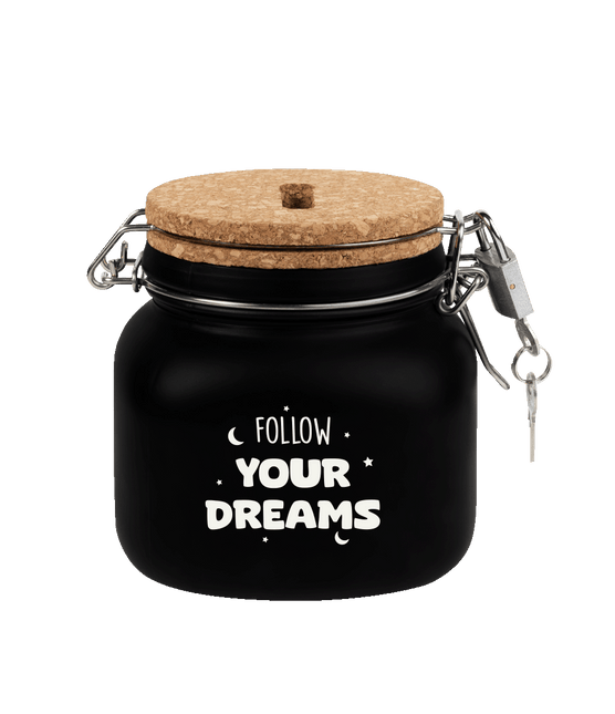 Zwarte Spaarpot Follow Your Dreams 12,5cm