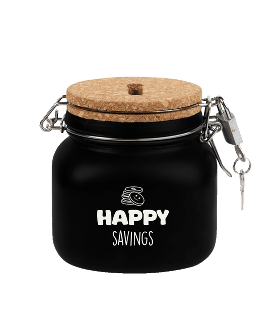 Zwarte Spaarpot Happy Savings 12,5cm